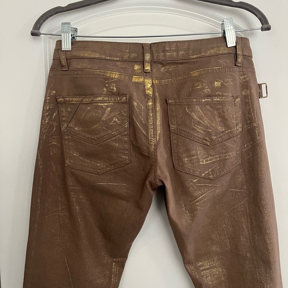 Zadig & Voltaire deluxe women’s Brown Darkside Dore Gold coated jeans - Picture 4 of 7